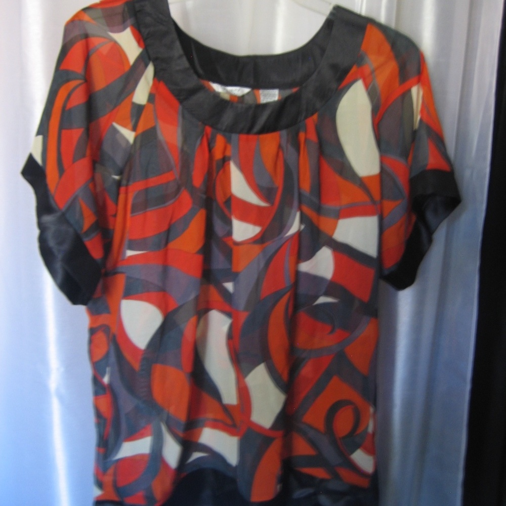 Capacity Unlimited Orange/Black Short Sleeve Shirt Sz 1X 100% Polyester NWWT